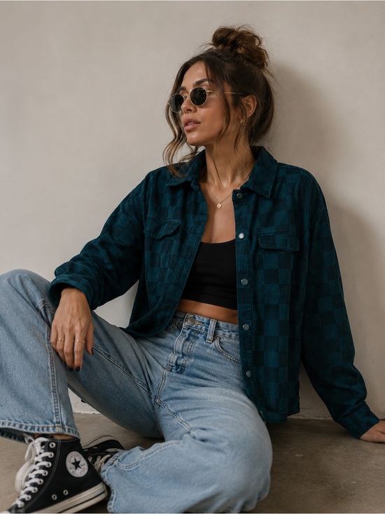 Vans Jackets & Blazers - Vans Checkerboard Corduroy Shacket XS | Oversized Button Down Jacket 100% Cotton